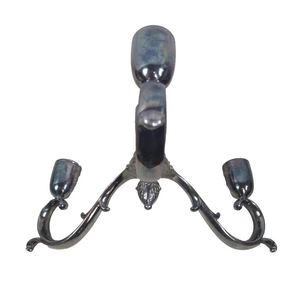 Vtg Pair Silver Plate Gothic Candelabras Candle Holders Patina Reed & Barton